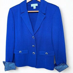 St. John collection vintage 90s knit structured royal blue evening blazer-SZ-8